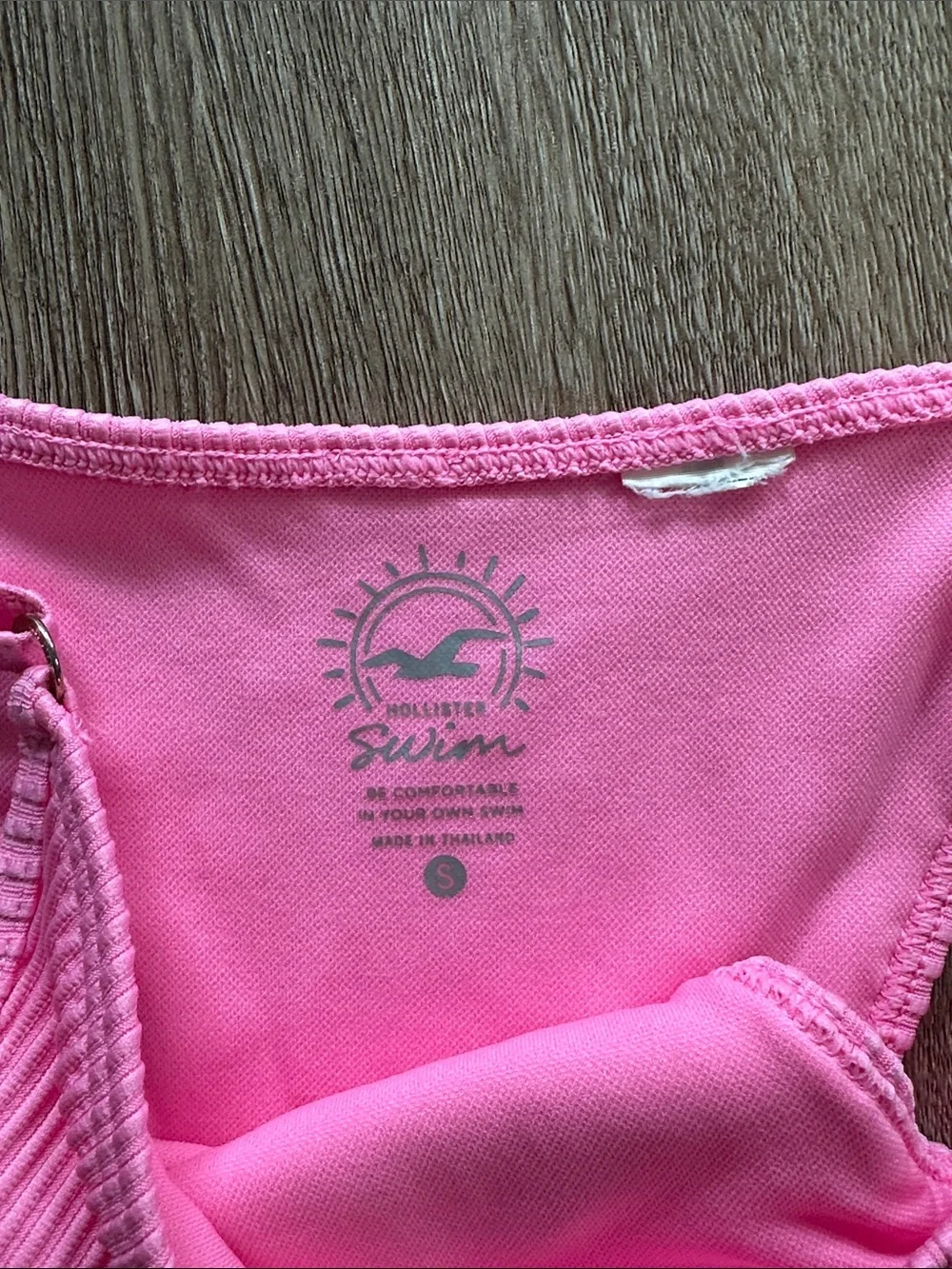 Hollister Ribbed Bikini Bottom‎ Pink Small High Cut Cheeky